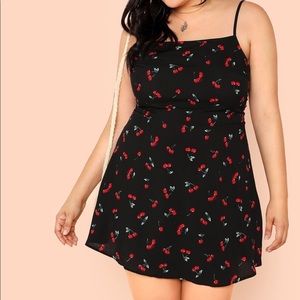 Cherry print mini dress, plus sized